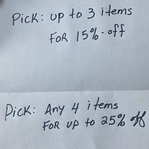 Pick: up to three items( Bundle) for 15%off..